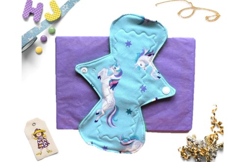 Buy  Single Cloth Pad Sky Blue Unicorns now using this page